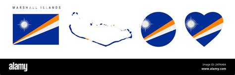 Marshall Islands flag icon set. Marshallese pennant in official colors and proportions ...