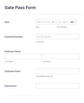 Gate Pass Form Template | Jotform