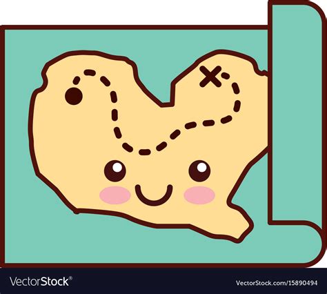 Treasure map game kawaii character Royalty Free Vector Image