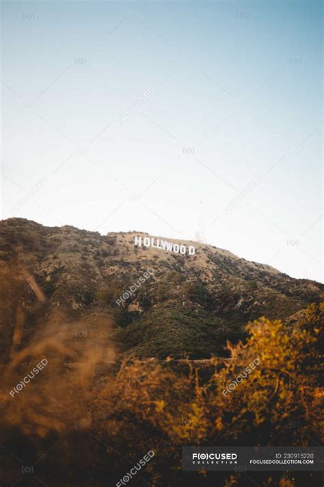 Beautiful view of famous Hollywood Sign located on amazing mountain ...