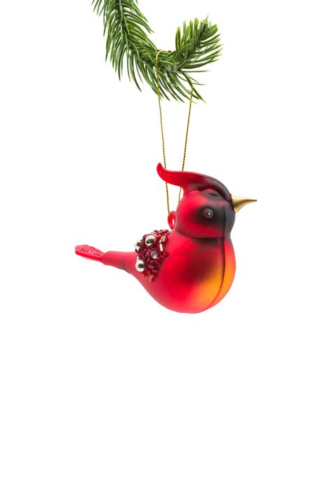 Red Glass Hanging Cardinal Ornament | Starlight Collection