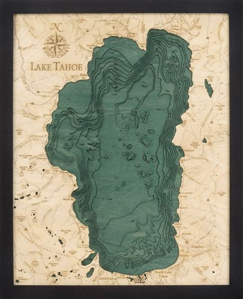 Lake Tahoe Wood Carved Topographical Depth Chart / Map 3 - Etsy