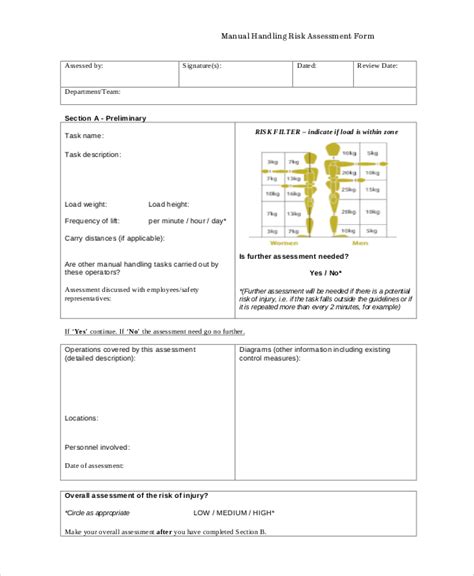 Manual Handling Risk Assessment Form | Images and Photos finder