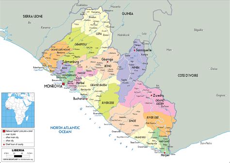 Liberia Map (Political) - Worldometer