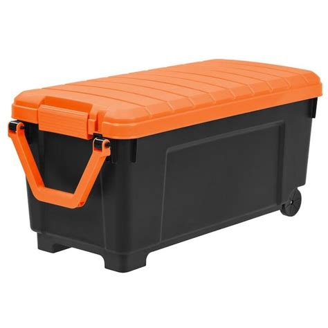 IRIS 169 Qt. Store-It-All Rolling Storage Tote with Handle in Black ...