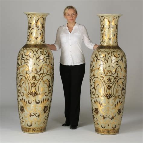 (2) Oversized Asian inspired floor vases, 62" : Lot 1