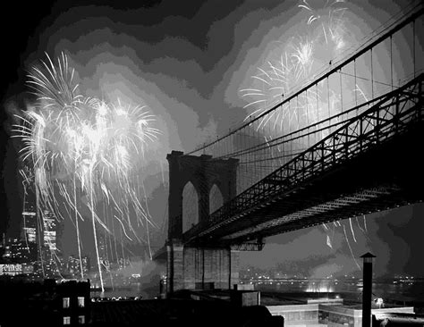 Brooklyn Bridge Fireworks BW16 Photograph by Scott Kelley - Fine Art ...