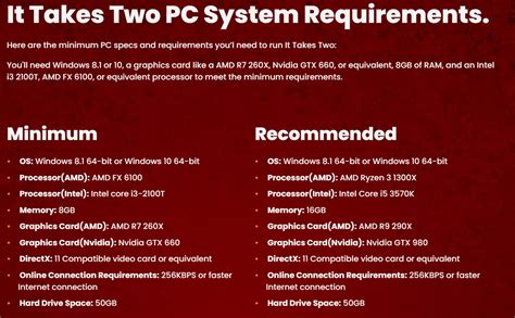 It Takes Two PC Requirements