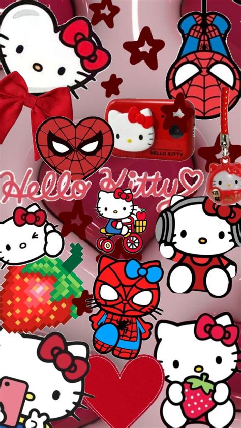 Red Spider-Man/hello kitty in 2023 | Hello kitty iphone wallpaper ...