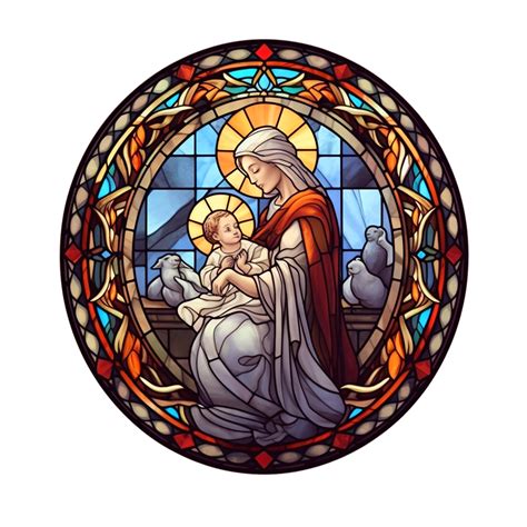 Full Round Diamond Painting - Stained Glass Jesus Virgin(30*30cm)