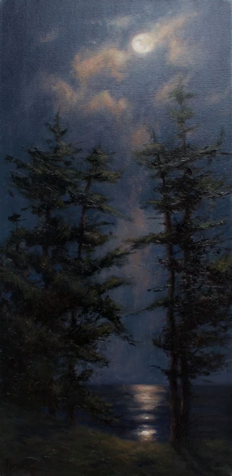 Reflection of the Moon | Moonlight painting, Dark landscape, Night sky ...