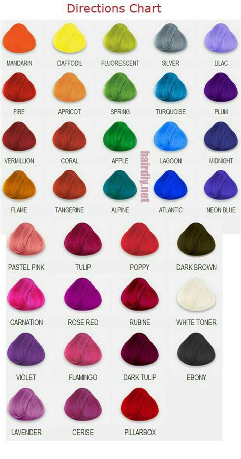 Adore Hair Dye Color Chart