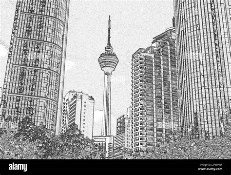 Kuala lumpur kl tower restaurant Black and White Stock Photos & Images ...