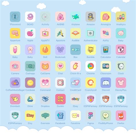 IOS14 Minimal Icon Pack Kawaii Cute | Etsy