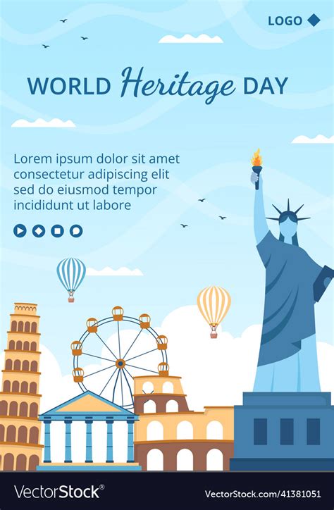 World heritage day flyer template flat design Vector Image