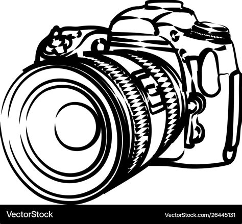 Sketch slr camera Royalty Free Vector Image - VectorStock