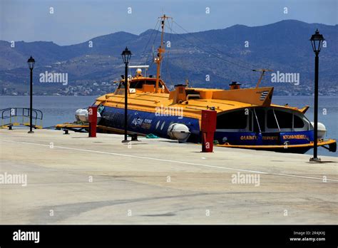 Aegean Flying Dolphin ferry boat, Skala harbour, Agistri Island, near ...