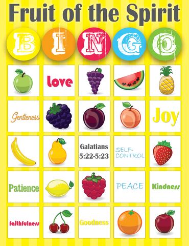 Fruit of the Spirit Bible Bingo Game – Children's Ministry Deals