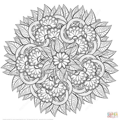 Flores Abstractas Zentangle Dibujo para colorear. Categorías: Zentagle. Páginas para imprimir y ...