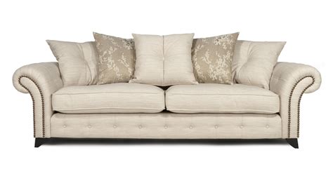 DFS Akasha Cream Fabric Sofa Set Inc 4 Seater Sofa and 2 Seater Cuddler ...