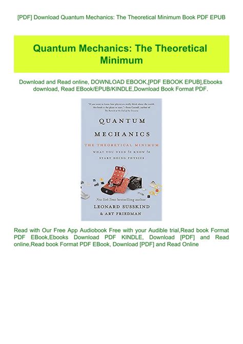 [PDF] Download Quantum Mechanics The Theoretical Minimum Book PDF EPUB