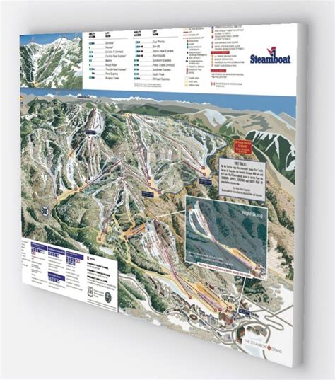 Steamboat Ski Trail Map Canvas Print Steamboat Colorado Ski Map 24x36canvas Wrap With White ...