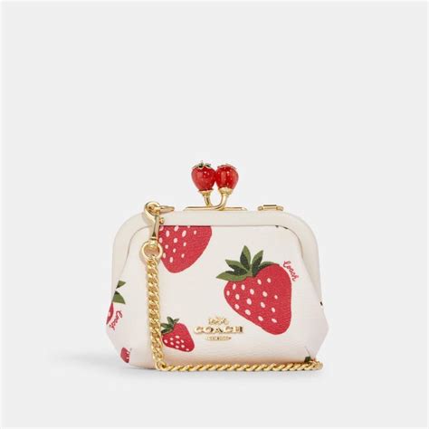 Nora Kisslock Card Case With Wild Strawberry Print