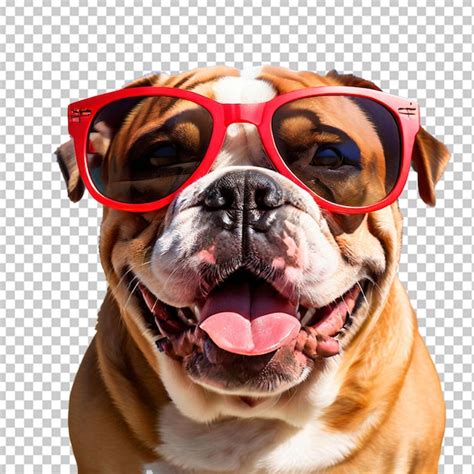 Premium PSD | A close up of a happy english bulldog with sunglasses beautiful dog ready for the ...