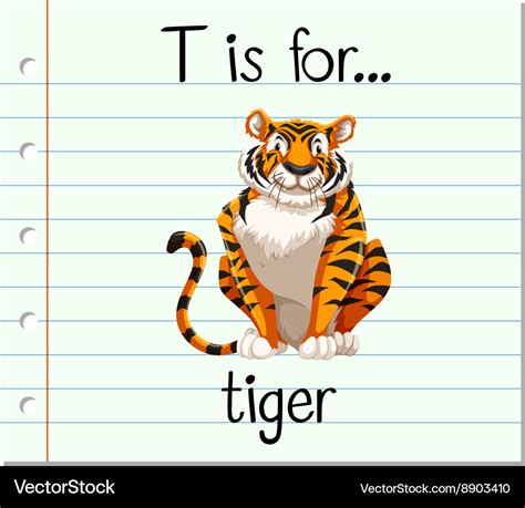 Flashcard letter t is for tiger Royalty Free Vector Image