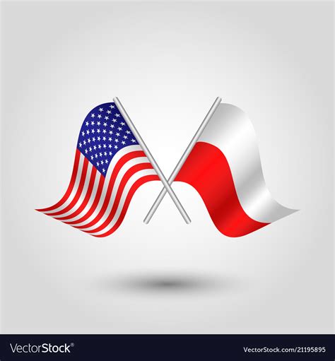 Two crossed american and polish flags Royalty Free Vector