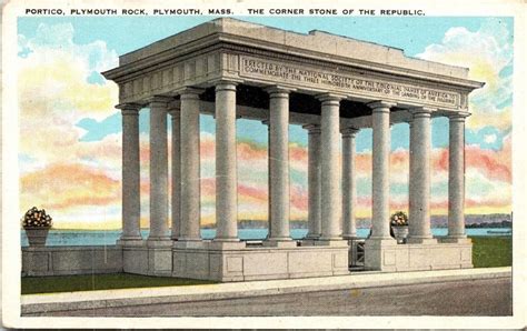 Portico Plymouth Rock Mass Corner Stone Republic Postcard Pilgrim ...