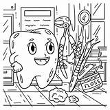 Premium Vector  Dental Care tooth With Tools coloring Page sketch template