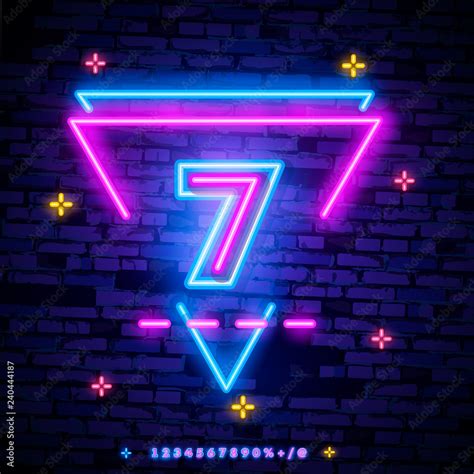 Number seven symbol neon sign vector. Seventh, Number seven template ...