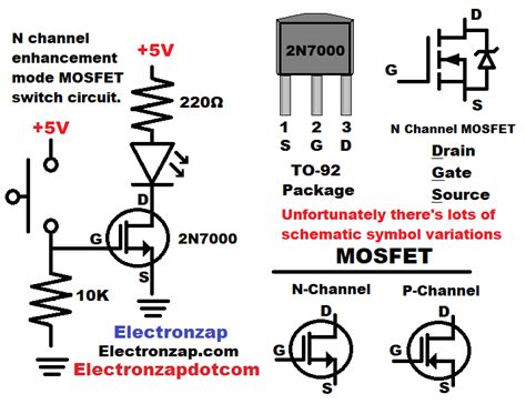 Brief N Channel Enhancement Mode MOSFET Switch Circuit 2N7000 Transistor - Electronzap