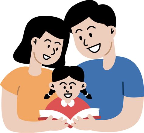 happy family with children. mother, father and kids. Cute cartoon ...