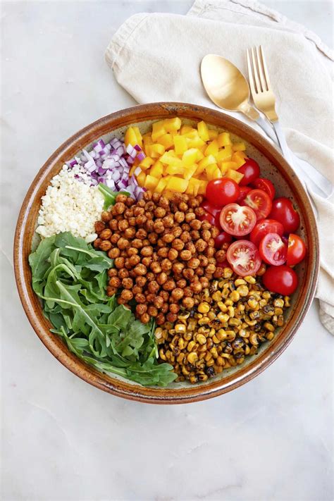 Roasted Chickpea Salad with Herb Yogurt Dressing - It's a Veg World After All®