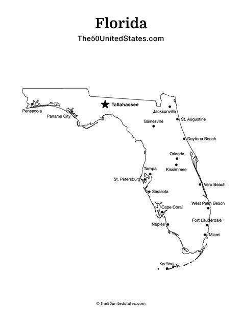 Free Printable State Map of Florida with Cities (Labeled) | The 50 ...