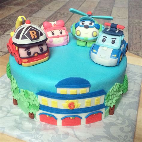 Robocar Poli cake with Poli, Roy, Helly and Amber | Детский торт, Идеи ...