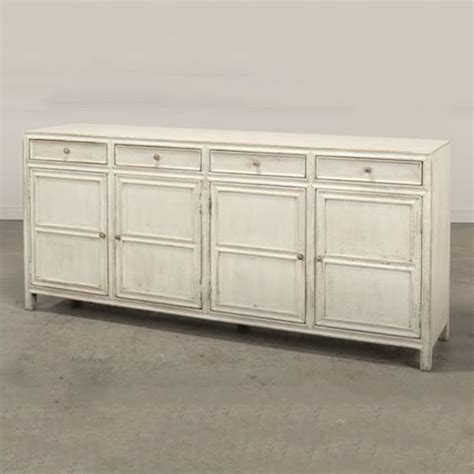 Antiqued White Farmhouse Sideboard Cabinet | Antique Farmhouse