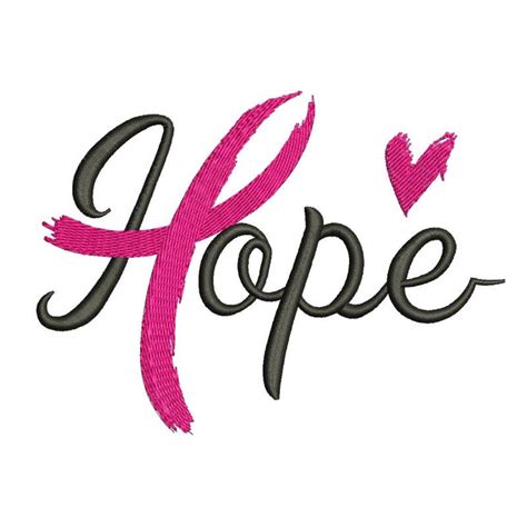 Hope Breast Cancer Ribbon Embroidery Design Instant Download Digital ...