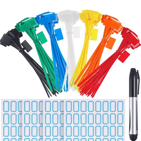 Buy 140 Pieces 6 Inch Nylon Cable Marker Ties Self Locking Cord Tags Wire Labels Ethernet Cable ...