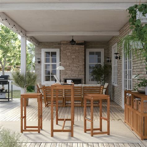 NÄMMARÖ bar table, outdoor, light brown stained, 471/4x153/4" - IKEA