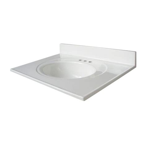 Glacier Bay Newport 31 in. W x 22 in. D Cultured Marble Vanity Top in White with White Sink ...