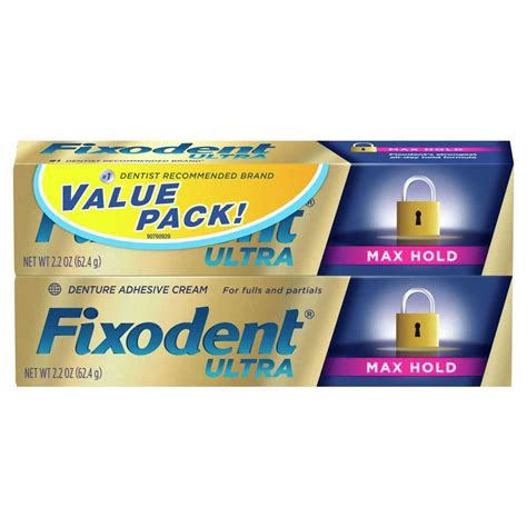 Fixodent Ultra Max Hold Denture Adhesive, 2.2 Ounce (Pack of 2)