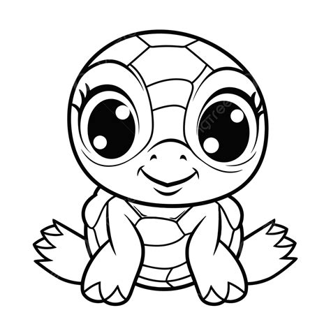 Turtle Coloring Pages With Big Eyes Outline Sketch Drawing Vector, Turtle Drawing, Wing Drawing ...