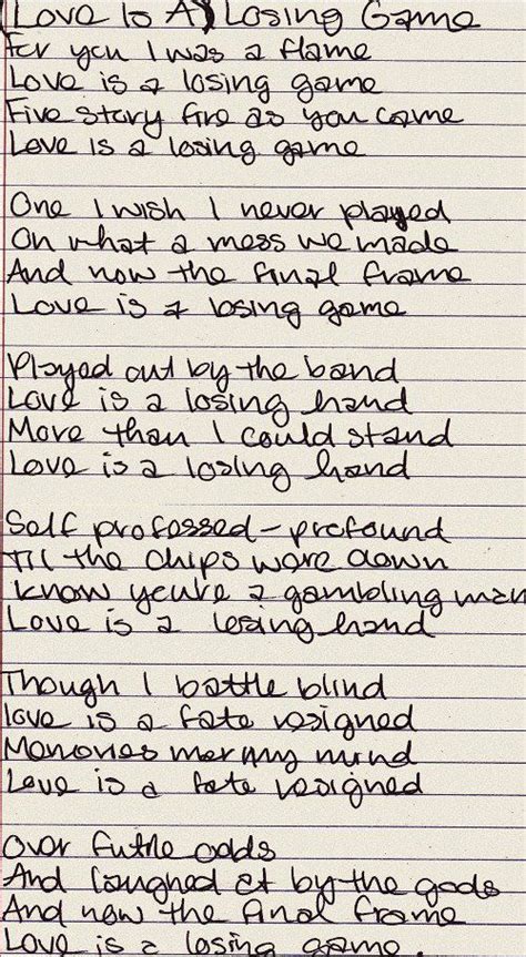 Love is a losing game. | AMY WiNEHOUSE. R.i.P