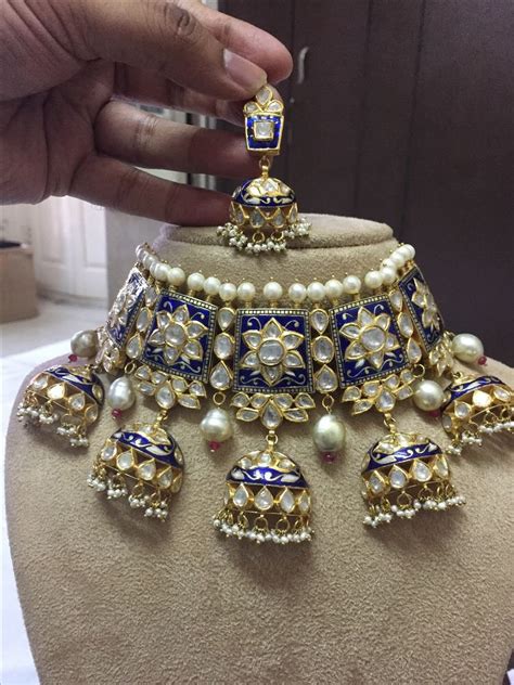 Jhumka Design Meenakari Polki Set - Jewellery Designs