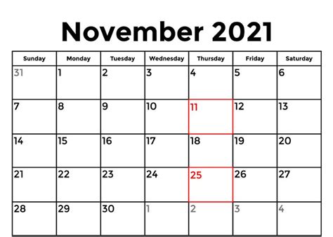 Free Printable November 2023 Calendar Template – PDF, Word, Excel | Calendar template, Calendar ...