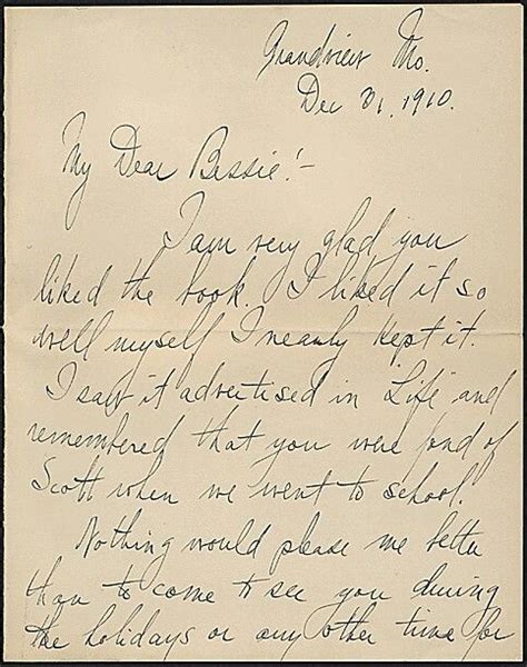 Love letter from Harry S. Truman to Bess, December 31, 1910 ...