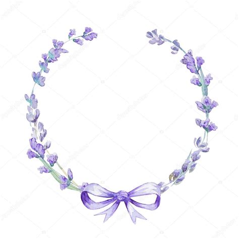 Watercolor lavender wreath with bow — Stock Photo © KatBuslaeva #117756814